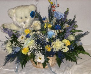 FLOWERS AND BEAR WELCOME BABY BOY